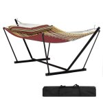 Hamac double 12ft avec support en acier toile matelass�e 450lb barre en bois dur sac de transport inclus ...