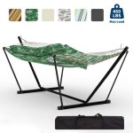Hamac double 12ft avec support en acier - toile matelass�e 450lb - barre en bois dur - sac de transport ...