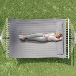 Hamac double avec structure en acier - lunsy - 291x150x108 cm - gris fonc� - supporte jusqu?� 215 kg