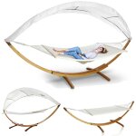 Hamac double avec support avec auvent cadre en bois chaise suspendue int�rieur transat de soleil jusqu� ...