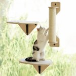 Hamac de fen�tre pour chat - suteo - bois - ventouse forte - beige - 40x30x10 cm - 3 pi�ces - sisal r�sistant ...