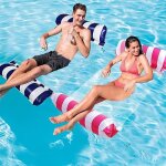 Hamac flottant - 2pcs - pvc cologique - pliable - 200kg max - bleu fonc + rose