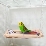 Hamac pour oiseau - parrot - lit suspendu en bois - kaki - 33x19x30 cm - jouet intrieur