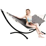 Hamac avec support - 300cm support hamac acier - 190x80 hamac jardin exterieur