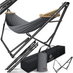 Hamac avec support pliable - kesser - r�glable - gris - 70 - 90 cm largeur - 155 - 255 cm longueur - ...