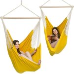 Hamac suspendu pour sasseoir xxl 185x130cm 100% coton 150kg avec pivot 360 jaune - amanka - meuble de ...