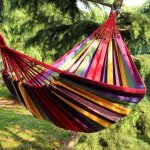 Hamac suspendu extrieur rouge 280x80cm - bande dappoint pour jardin