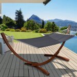 Idmarket hamac xl avec support bois et toile gris anthracite Idmarket hamac xl avec support bois et toile gris anthracite