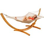 Hamac xxl avec support en bois naturel chaise longue suspendue pour jardin