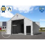 Hangar pvc toolport 8x12 m - porte 4x34 m - bche pvc 720 g / m - anti - feu - gris - statique : terre ...