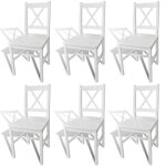 Hao chaises de salle � manger 6 pcs blanc pin�de