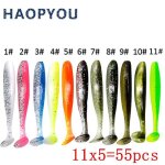 Leurre souple haopyou 55pcs - marque haopyou - pêche carnassier - simulation appât à queue en t Leurre souple haopyou 55pcs - marque haopyou - pêche carnassier - simulation appât à queue en t