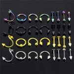 Piercings - haopyou - lot de 32 - acier chirurgical - multicolore - mixte Piercings - haopyou - lot de 32 - acier chirurgical - multicolore - mixte