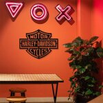 D�coration murale m�tal - harley davidson - moto - 60x48 cm - noir mat - effet 3d