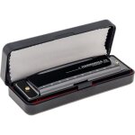 Harmonica blues 10 trous - estampille - do majeur - argent� - m�tal - compact - 38x109 cm - 87 g - facile ...