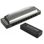 Harmonica en mtal 10 trous en do majeur + tui de rangement