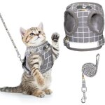 Harnais pour chat - anti - Évasion - réglable - gilet à rayures - taille s - polyester respirant Harnais pour chat - anti - Évasion - réglable - gilet à rayures - taille s - polyester respirant