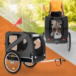 Hauki remorque 2in1 de v�lo et poussette de chien pliable noir - gris 130x72x90 cm chariot max. 40kg ...