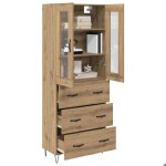 Haut armoire - clarence� - montage simple - buffet bahut / armoire de cuisine - avec tiroir ch�ne artisanal ...