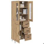Haut armoire - clarence� - montage simple - buffet bahut / armoire de cuisine - avec tiroir ch�ne artisanal ...