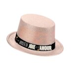 Haut de forme - st sylvestre - femme - rose - chapeau plastique bonne anne rose gold paillet blanc