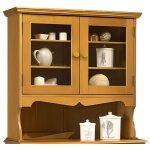 Haut de vaisselier pin miel style anglais largeur 98 cm 4 niches - l 98 x l 33 x h 96 cm
