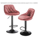 Haute qualit!!! lot de 2 tabourets de bar en velours cuillre rose rouge 38 x 37 x 85 - 105 cm - huaimeipin ...