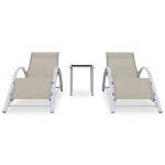 Haute qualit� - bains de soleil - chaises longues - 2 pcs - avec table - aluminium et verre tremp� - ...