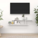 �tag�re tv murale - haute qualit� - blanc - 125x18x23 cm - agglom�r�