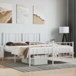 Haute qualit� - grand lit(2 personnes) cadre de lit m�tal sans matelas et pied de lit blanc 140x190 cm ...