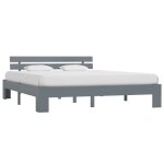 Haute qualit� - grand lit(2 personnes) cadre de lit sans matelas gris bois massif de pin 180x200 cm - ...