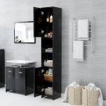 Armoire de salle de bain - colonne salle de bain noir 30x30x1835 cm aggloméré Armoire de salle de bain - colonne salle de bain noir 30x30x1835 cm aggloméré