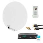 Hdme kit parabole satellite fibre blanche 85cm + lnb single + récepteur tv fransat avec carte Hdme kit parabole satellite fibre blanche 85cm + lnb single + récepteur tv fransat avec carte