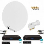 Hdme kit parabole satellite fibre blanche 85cm + lnb twin + 2x récepteurs tv fransat avec carte Hdme kit parabole satellite fibre blanche 85cm + lnb twin + 2x récepteurs tv fransat avec carte