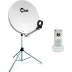 Pack parabole satellite acier 65cm + lnb single hd + trepied alu extensible