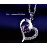 Collier femme plaqu argent avec pendentif c?ur - heart language - cristaux swarovski - argent