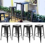 Hek lot de 4 tabourets de bar en m�tal tabouret haut industriel empilable charge max env. 150 kg hauteur ...