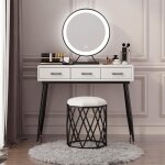 Hek miroir �lectrique ronde de table pour maquillage miroir � poser pour coiffeuse? 3 modes de lumi�res ...