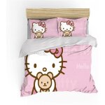 Hellokitty avec housse de couette housse de couette avec deux taies doreiller 100% microfibre super douce ... Hellokitty avec housse de couette housse de couette avec deux taies doreiller 100% microfibre super douce ...