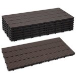 Hengda 18pcs dalle de terrasse carreaux de bois pour jardin tuiles de terrasse 30x60 cm imperm�ables ...