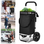 Hengda chariot de courses pliable sac amovible 40 l caddie pour achats roulettes 40kg noir diable