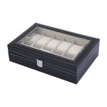 Hengl - prsentoir - bote - coffret montre pour rangement montre homme noir 12 emplacements