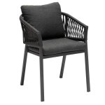 Hespéride - fauteuil repas oriengo aluminium et mailles tressées - anthracite et graphite Hespéride - fauteuil repas oriengo aluminium et mailles tressées - anthracite et graphite
