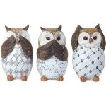 Hibou chouette de la sagesse set de 3 statuettes dcoration 11cm