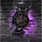 Hibou horloge murale hibou disque vinyle horloge murale avec lumi�re led lumineuse salon d�coration de ...