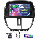 Hikity 7 2 + 64g dab + autoradio pour peugeot 207 2006 - 2015 carplay / android auto sans fil gps wifi ...