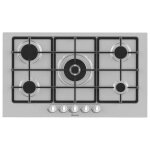 Plaque de cuisson  gaz - hisense - gm973xf - 5 zones - 90 cm - inox anti - traces