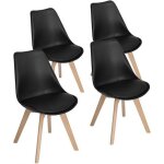 Hj lot de 4 chaises design contemporain nordique scandinave - tulipe chaises - pieds en bois de htre ...