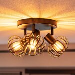 Hoftronic - plafonnier led - 3 spots rond - e14 dimmable inclinable noir mat 40w ip20