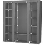 Hombuy� penderie souple - armoire en tissu non tiss� - 3 portes - gris - 172 x 134 x 43 cm